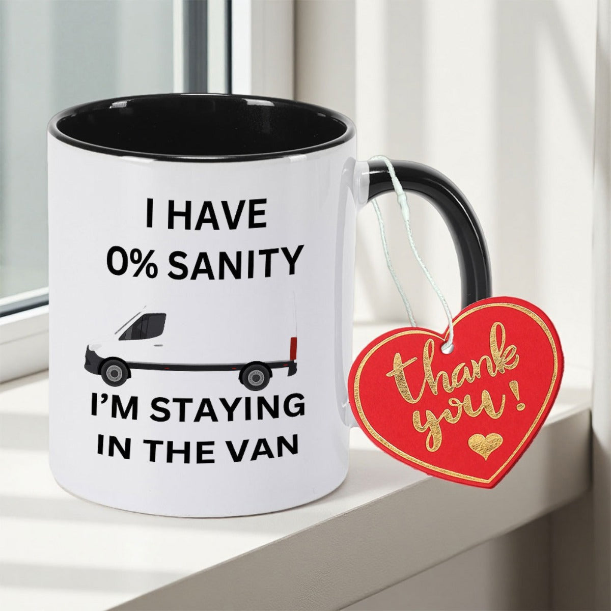 Tailorly Black Accent 11 oz Mug - I Have 0 I'm Staying in the Van Print
