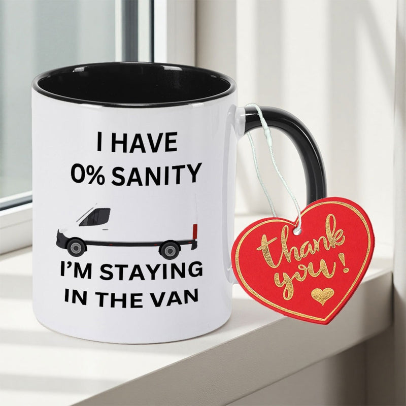 Tailorly Black Accent 11 oz Mug - I Have 0 I'm Staying in the Van Print