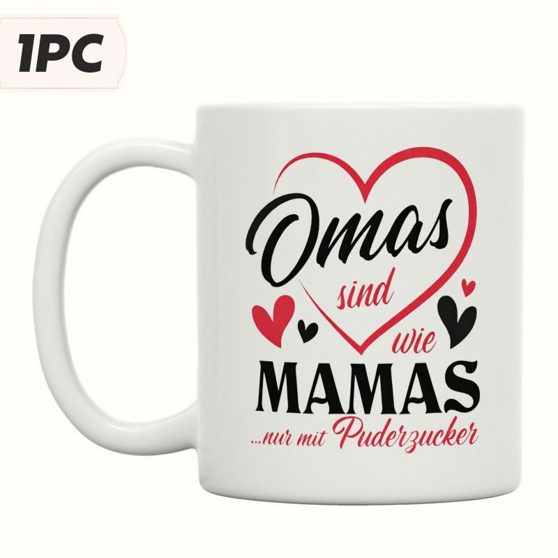 Tailorly White Ceramic 11 oz Mug - Mamas Minimalist Artistic Style Design Featuring Decorative Symbols And Elegant Script Heart