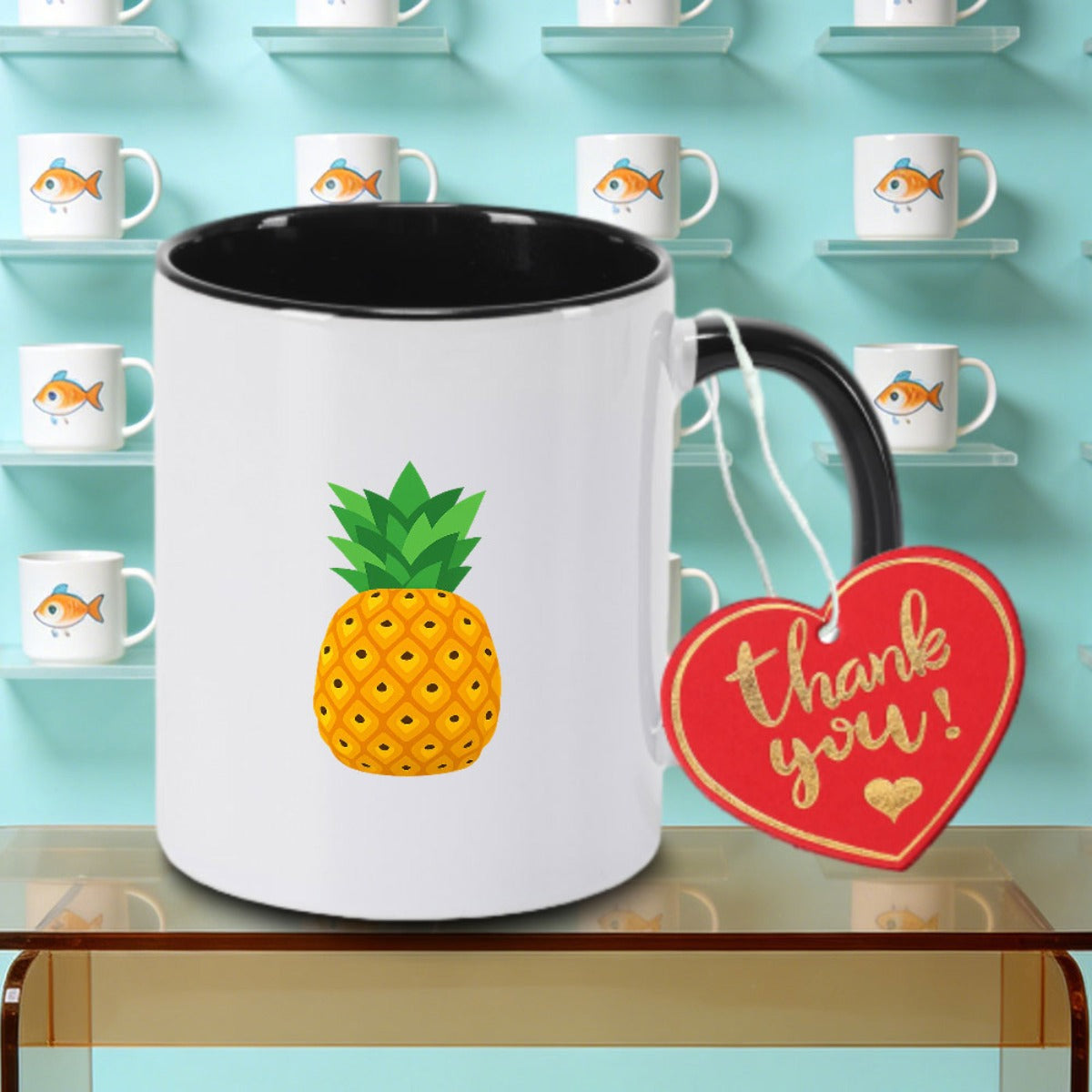 Tailorly Black Accent 11 oz Mug - Pineapplean Print Logo
