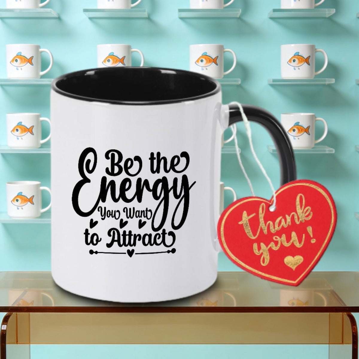 Tailorly Black Accent 11 oz Mug - Pattern & Quote Logo