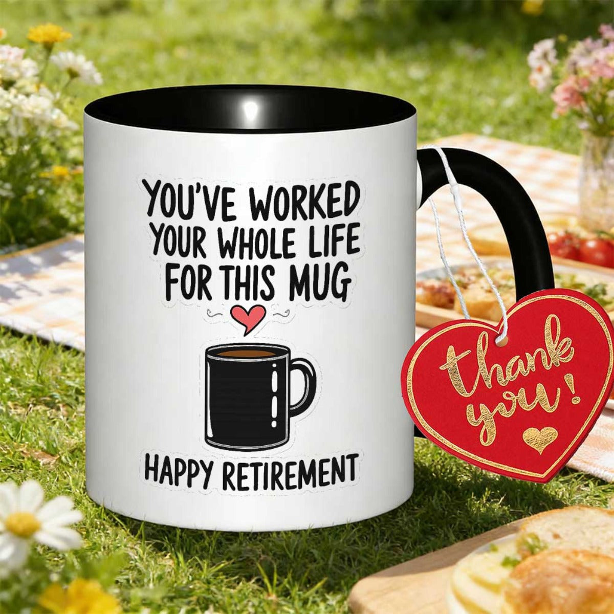 Tailorly Black Accent 11 oz Mug - red heart