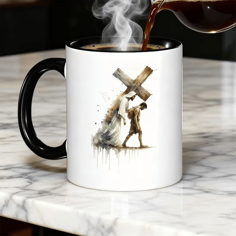 Tailorly Black Accent 11 oz Mug - artistic watercolor religious design