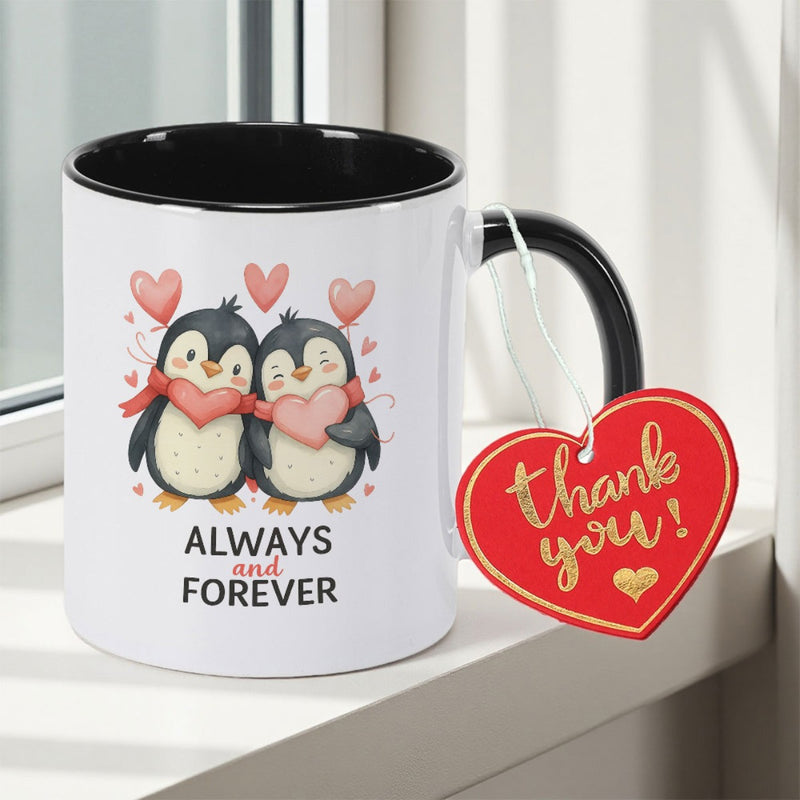 Tailorly Black Accent 11 oz Mug - Two Penguins