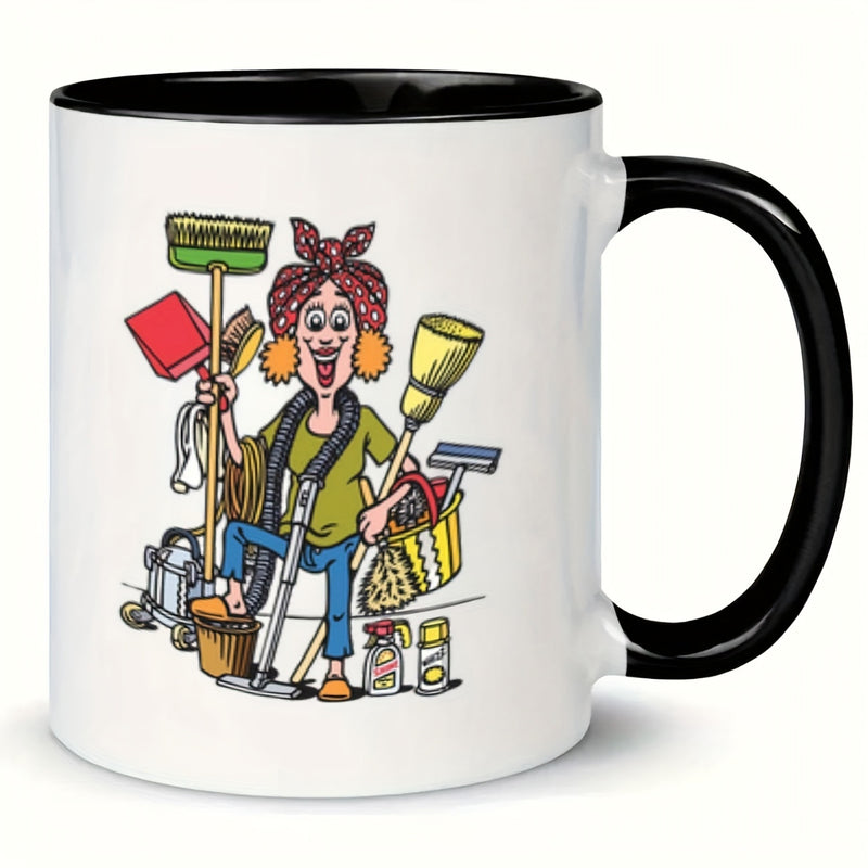 Tailorly Black Accent 11 oz Mug - cleaning supplies themed illustration