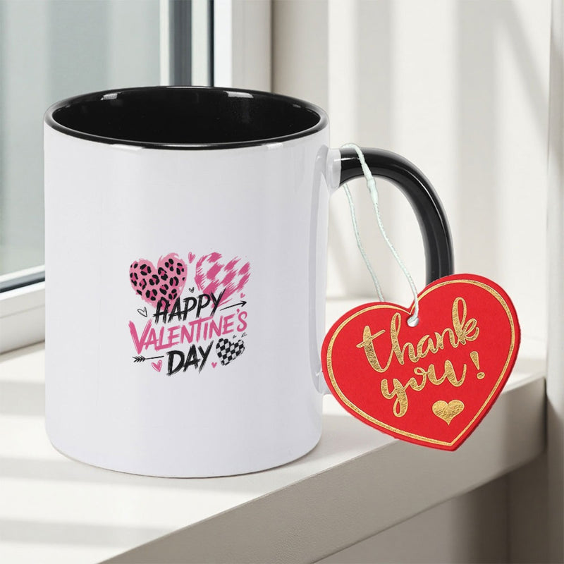 Tailorly Black Accent 11 oz Mug - Valentine double sided print