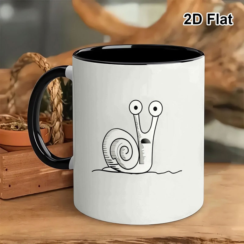 Tailorly Black Accent 11 oz Mug - snail robot cartoon animal graphic