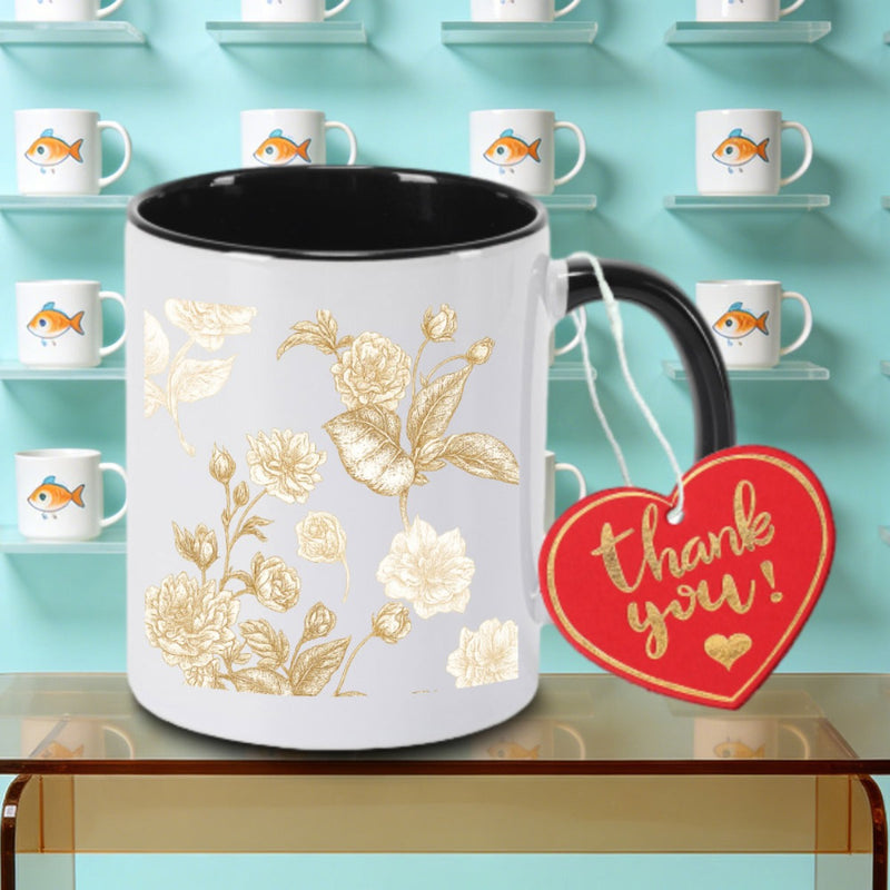 Tailorly Black Accent 11 oz Mug - Elegant Floral Logo