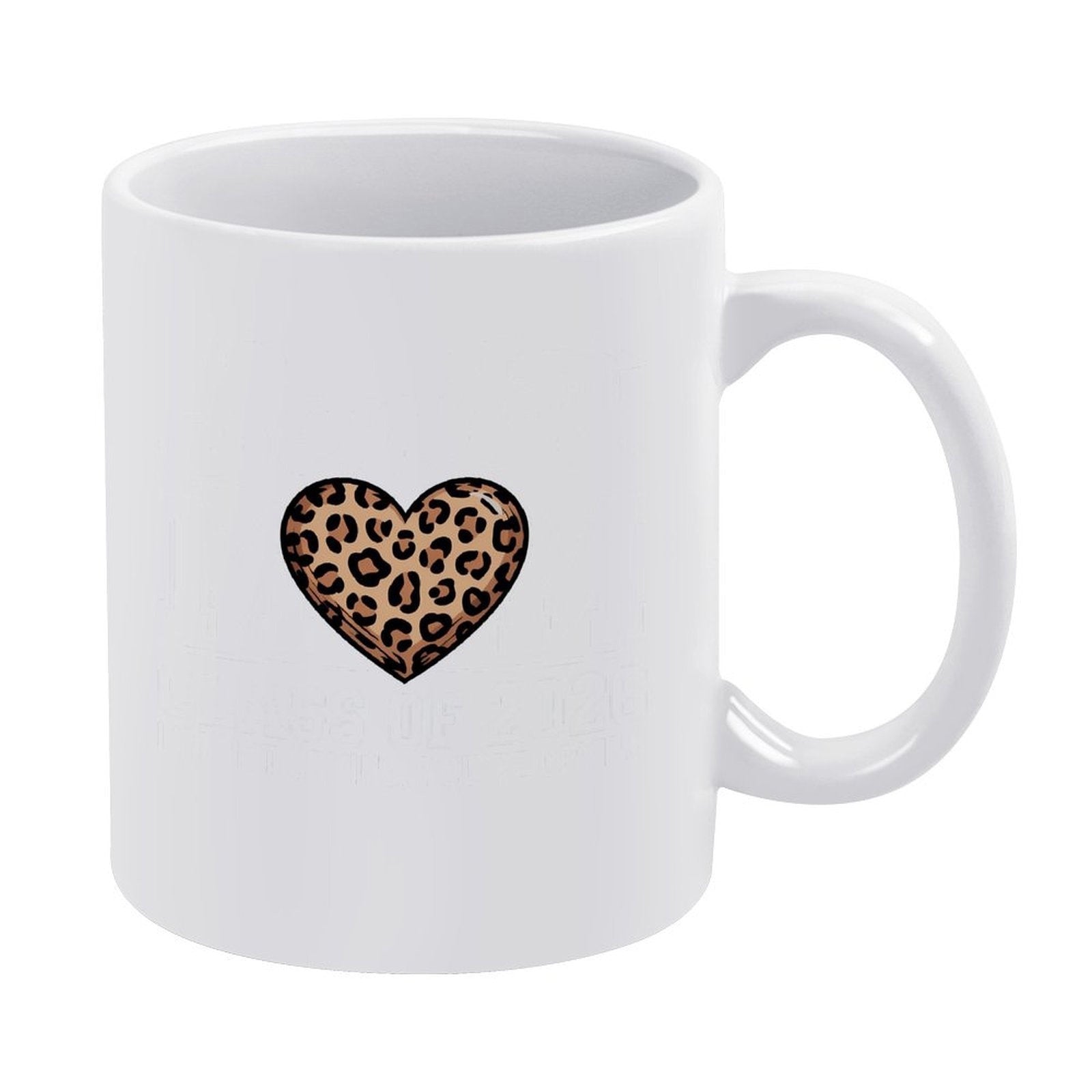 Tailorly White Ceramic 11 oz Mug - Elegant Wild Leopard Pattern Print Inside A Classic Symmetrical Romantic Heart