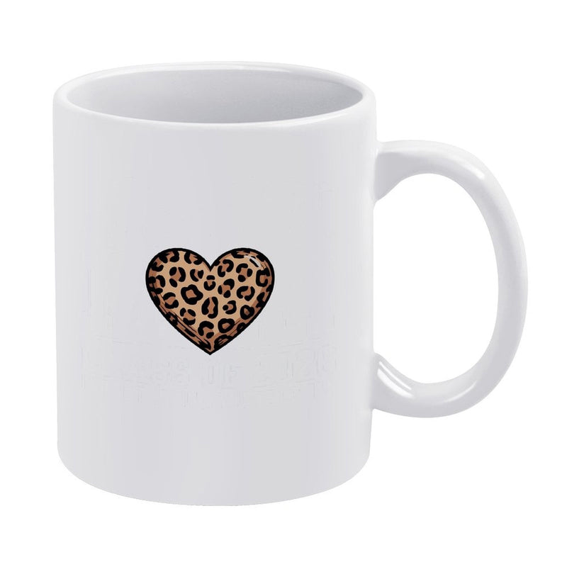 Tailorly White Ceramic 11 oz Mug - Elegant Wild Leopard Pattern Print Inside A Classic Symmetrical Romantic Heart