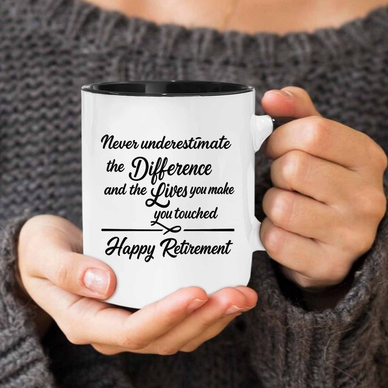 Tailorly Black Accent 11 oz Mug - happy retirement inspirational quote