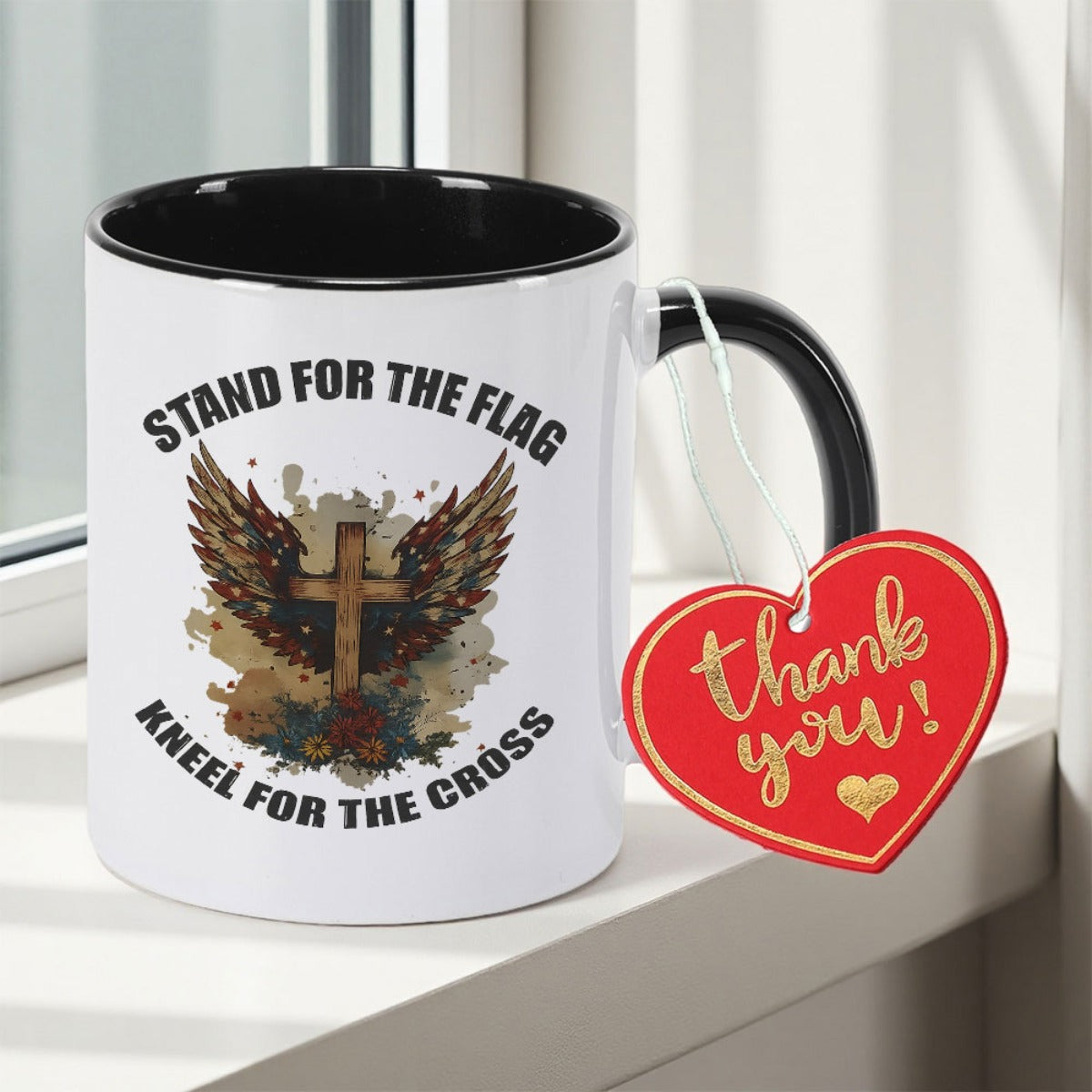 Tailorly Black Accent 11 oz Mug - 1pc Double Sided Print Coffee Mug Ceramic Reusable Dishwasher Safe Casual Fashion Trendy Ideal for Coworkers