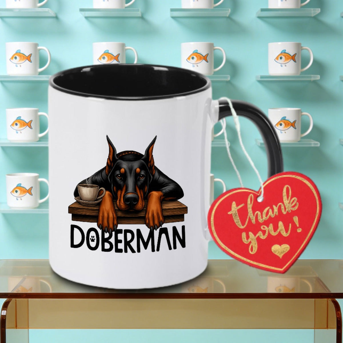 Tailorly Black Accent 11 oz Mug - Doberman Logo