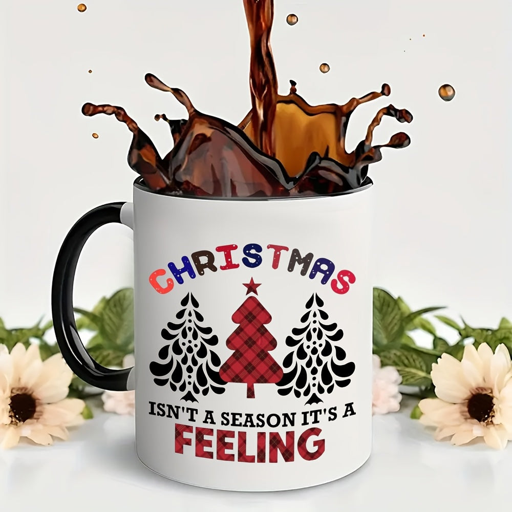 Tailorly Black Accent 11 oz Mug - 1pc creative christmas trees a season its a feeling mug ceramic 11oz large capacity office home coffee shop gifts
