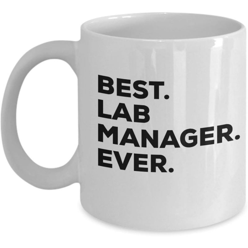 Tailorly White Ceramic 11 oz Mug - Best Lab Manager Ever Simple Minimalist White Ceramic Coffee Cup With Professional Bold Typography Mug