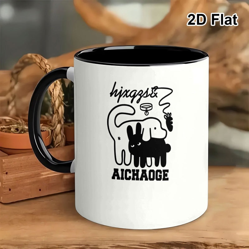 Tailorly Black Accent 11 oz Mug - cute dog rabbit graphic