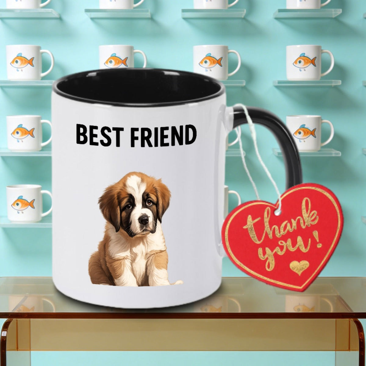 Tailorly Black Accent 11 oz Mug - Puppy Design