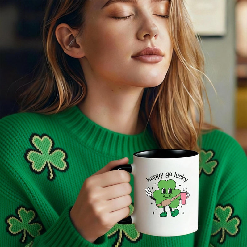 Tailorly Black Accent 11 oz Mug - clover character
