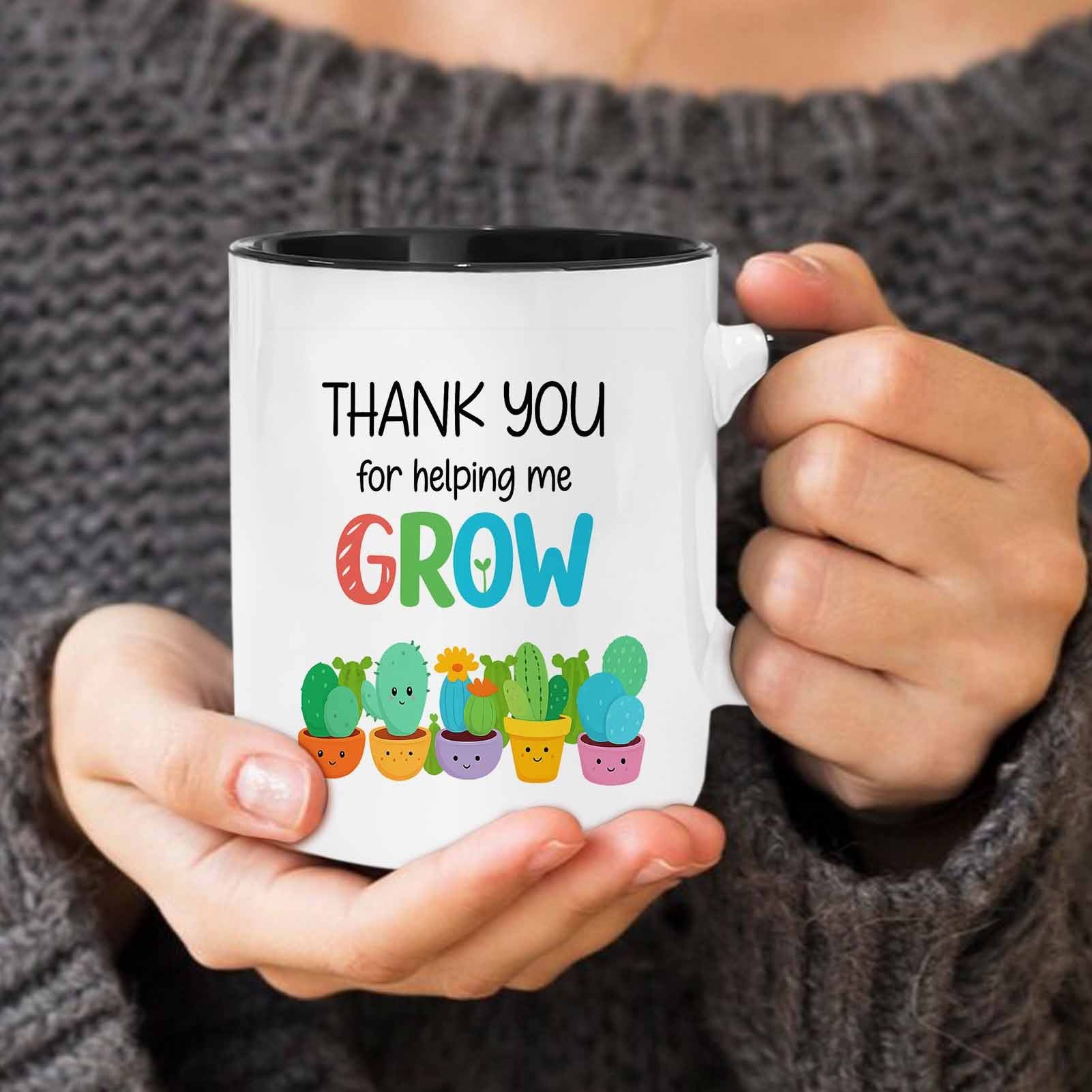 Tailorly Black Accent 11 oz Mug - Colorful Cactus and Desert Animal Illustration