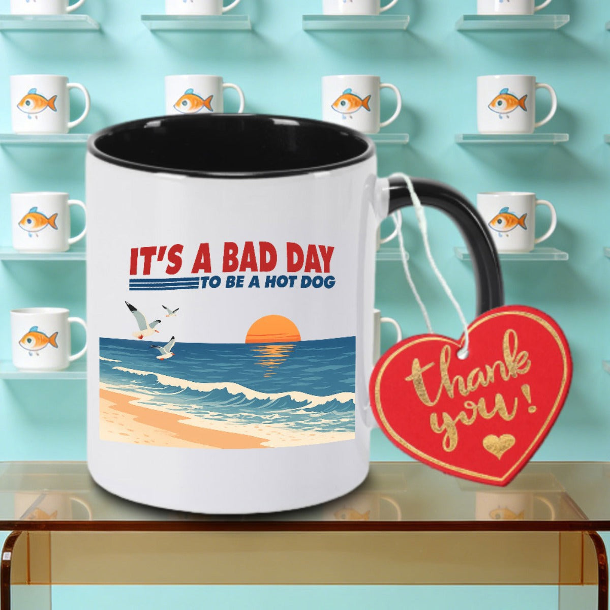 Tailorly Black Accent 11 oz Mug - Hot Dog Foam Print Logo