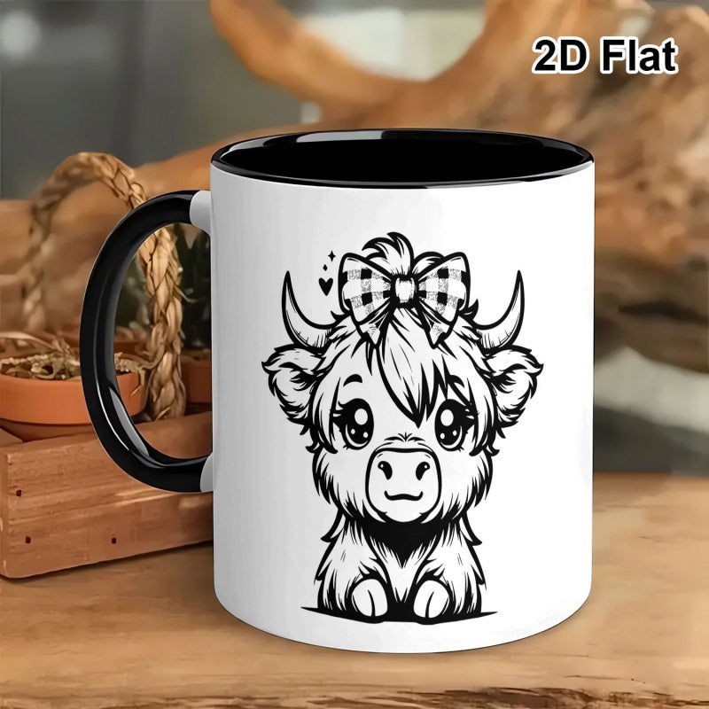 Tailorly Black Accent 11 oz Mug - adorable highland cow