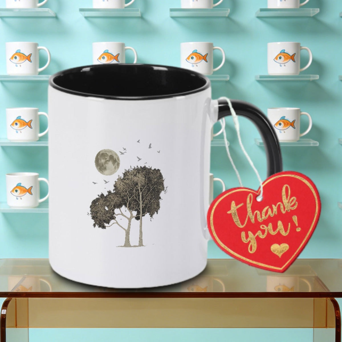 Tailorly Black Accent 11 oz Mug - 1pc with & Ceramic Coffee Mug Coffee Cup Tea Mug Holiday Gift Suitable for Holding Tea Milk Water a Nice Present