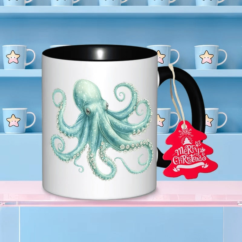 Tailorly Black Accent 11 oz Mug - A Unique And Colorful Ceramic Mug Ideal for Tea Milk Or Water. Cup Is an Gift for Birthdays And Is Useful