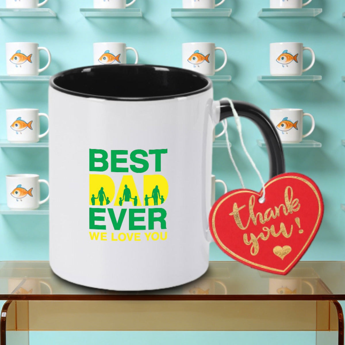 Tailorly Black Accent 11 oz Mug - Best Dad Ever text