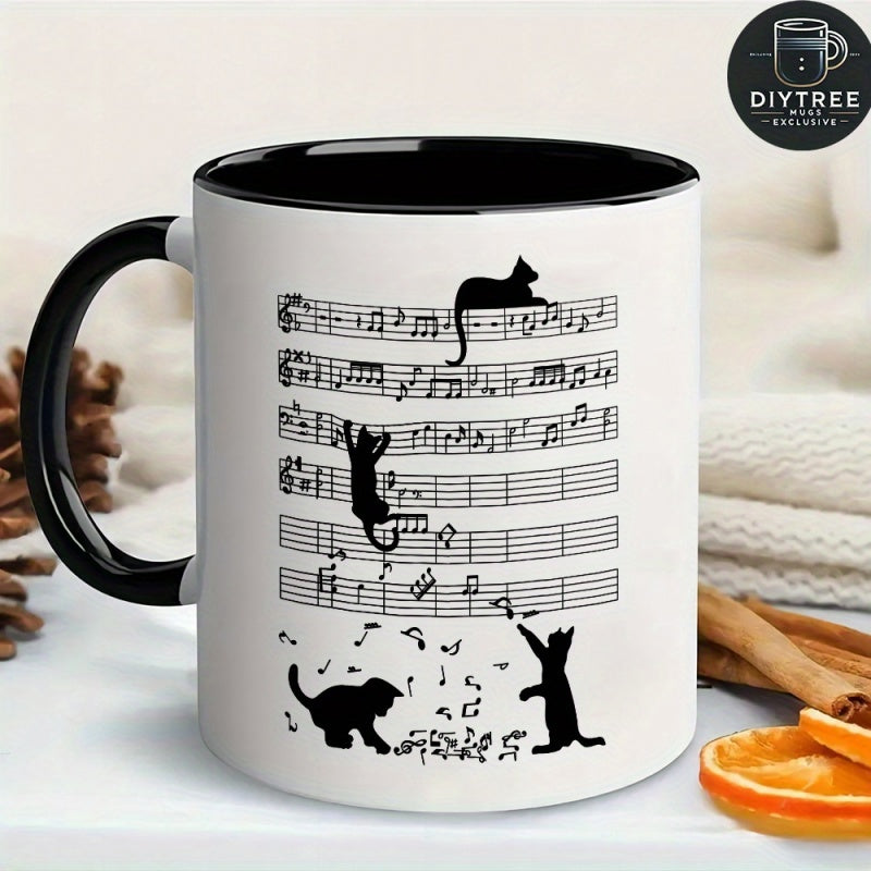 Tailorly Black Accent 11 oz Mug - musical notes