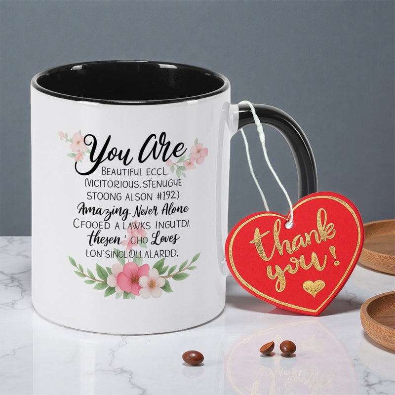 Tailorly Black Accent 11 oz Mug - inspirational floral quotes