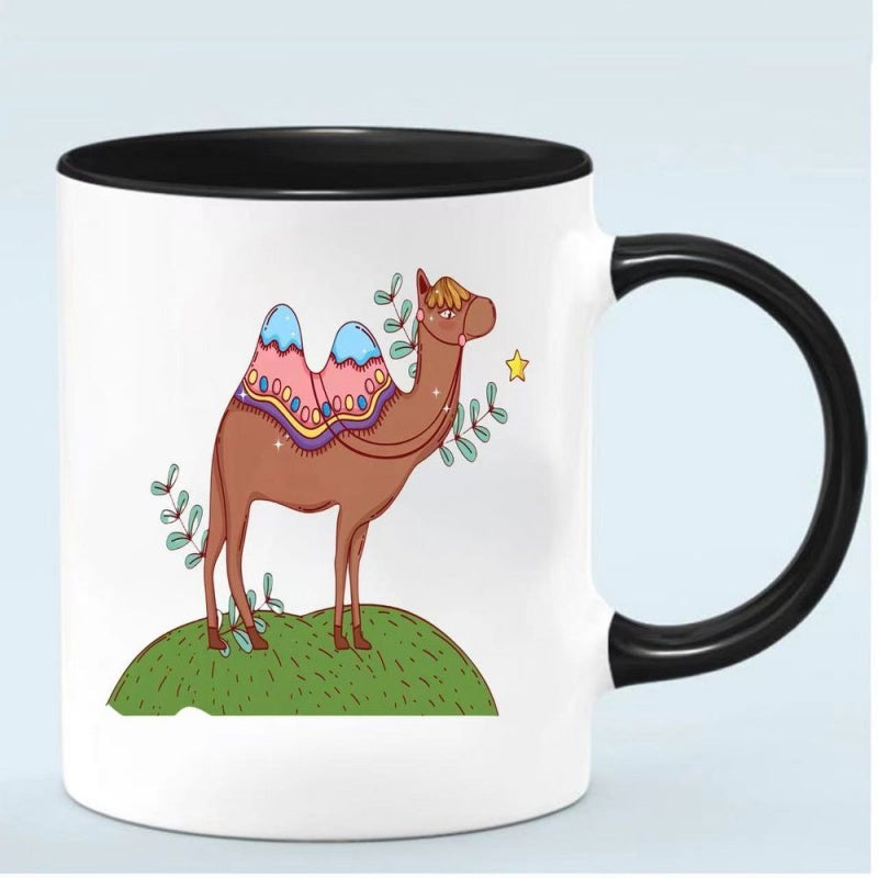 Tailorly Black Accent 11 oz Mug - camel themed with camel hump