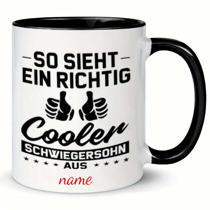 Tailorly Black Accent 11 oz Mug - funny german saying with thumbs black and white