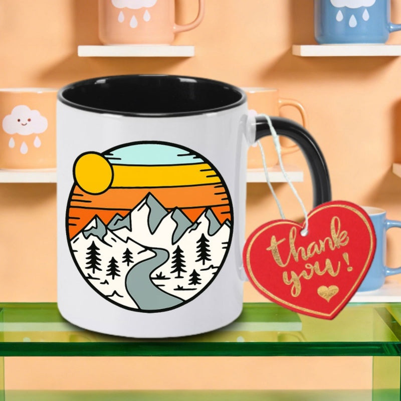 Tailorly Black Accent 11 oz Mug - sunset design