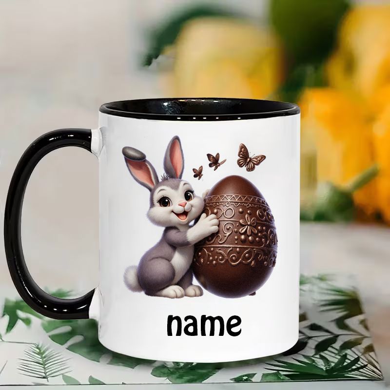 Tailorly Black Accent 11 oz Mug - gray brown chocolate egg