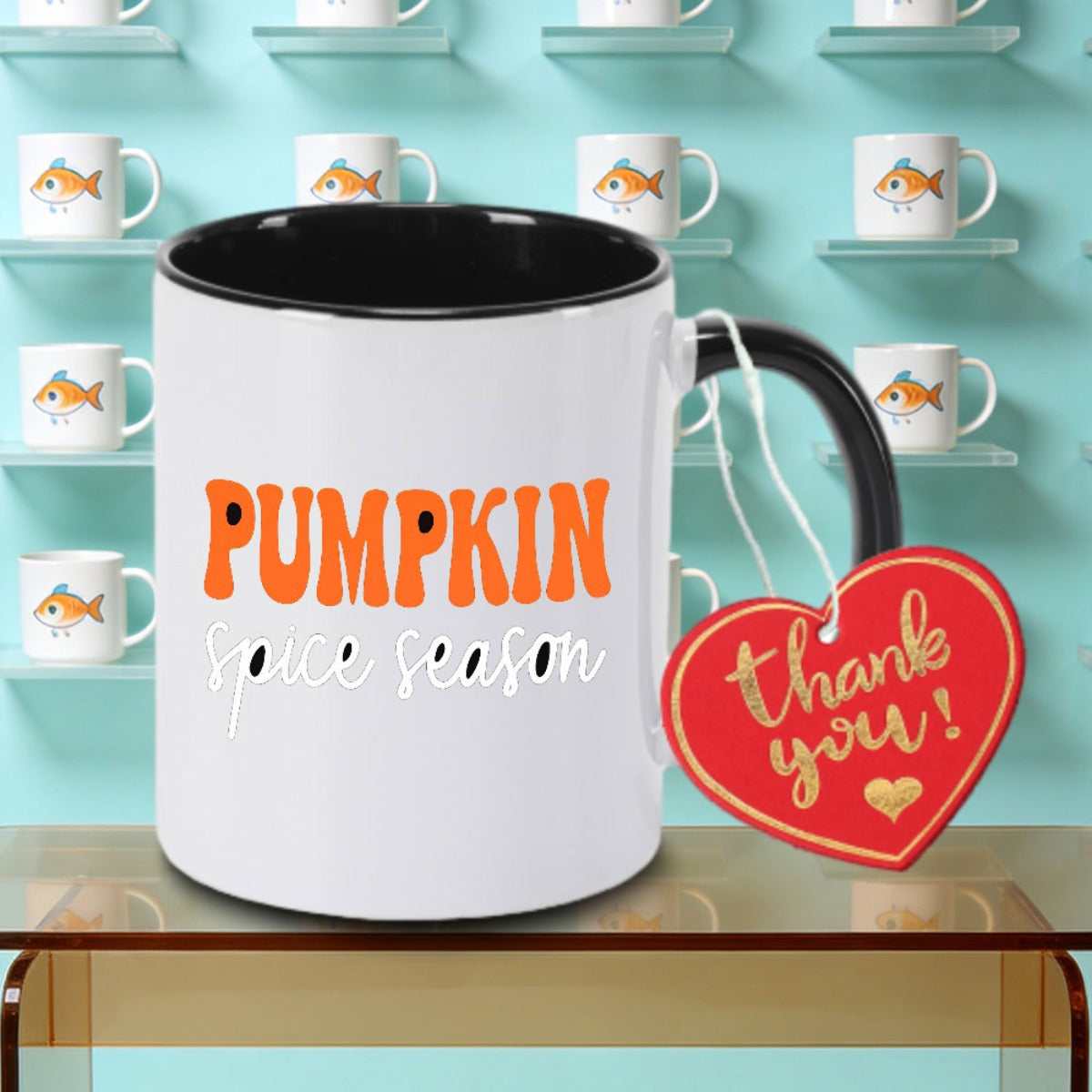 Tailorly Black Accent 11 oz Mug - Pumpkin Latte Art Logo