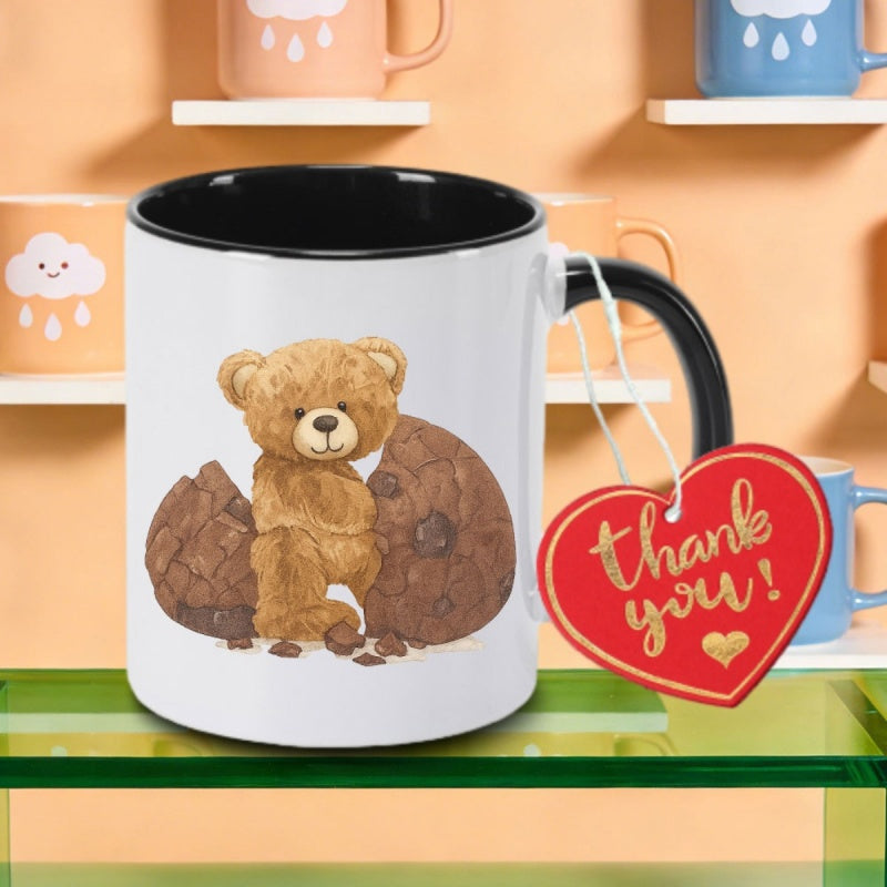 Tailorly Black Accent 11 oz Mug - cute bear teddy bear plush snugteddy logo