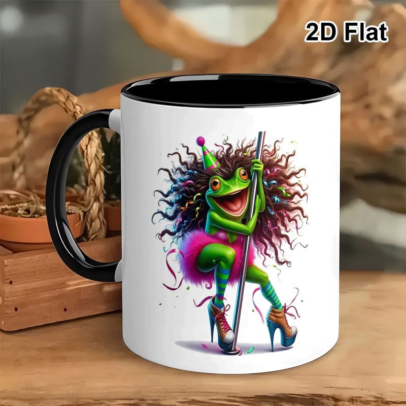 Tailorly Black Accent 11 oz Mug - funny pole dancing frog