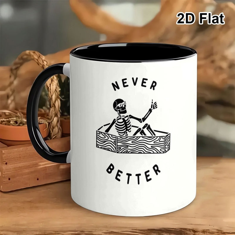 Tailorly Black Accent 11 oz Mug - skeleton in coffin graphic
