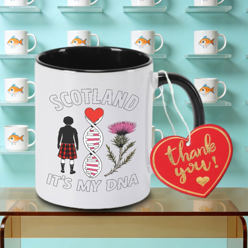 Tailorly Black Accent 11 oz Mug - Scotland DNA Thistle Logo