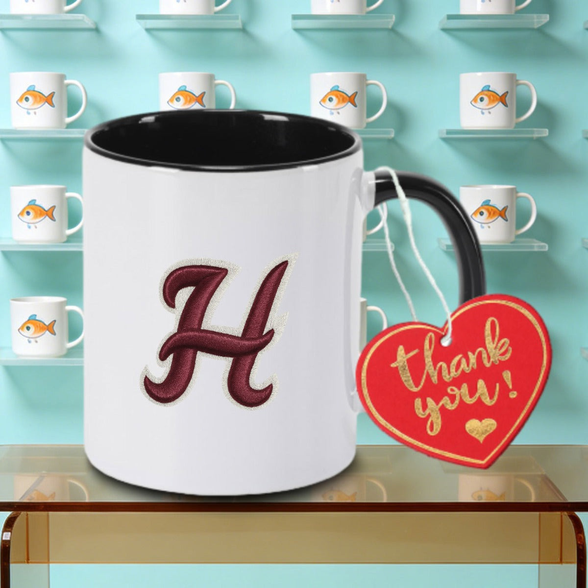 Tailorly Black Accent 11 oz Mug - This Ceramic Coffee Mug Featuring an Is Perfect for Tea Milk Or Water at Home. It a Considerate Gift for Family