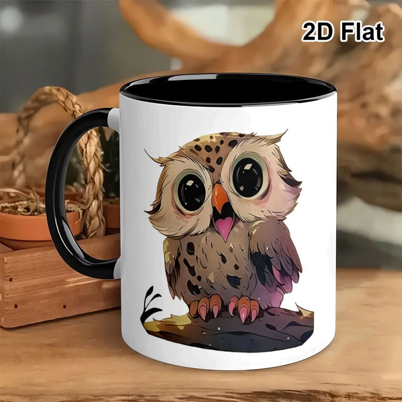 Tailorly Black Accent 11 oz Mug - owl themed heart