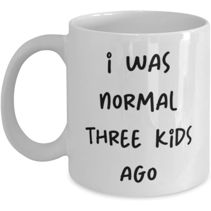 Tailorly White Ceramic 11 oz Mug - I Was Normal Three Kids Ago Minimalist Ceramic Drinkware With Clean White Surface And Bold Black Lettering Mug