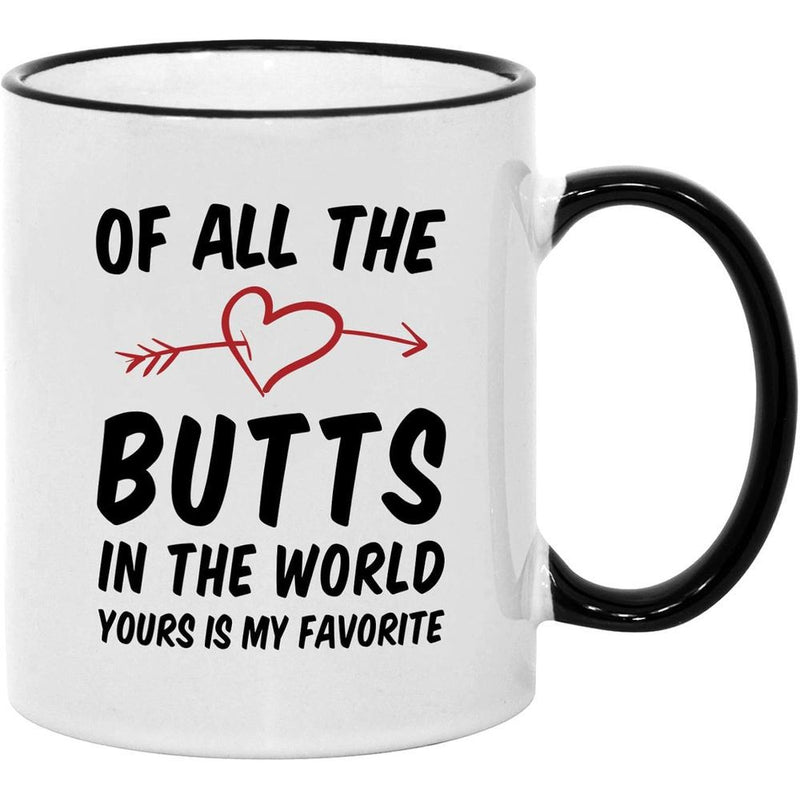 Tailorly Black Accent 11 oz Mug - funny shaped ceramic mug with rim 11oz humorous gift suitable for him her husband wife boyfriend girlfriend for