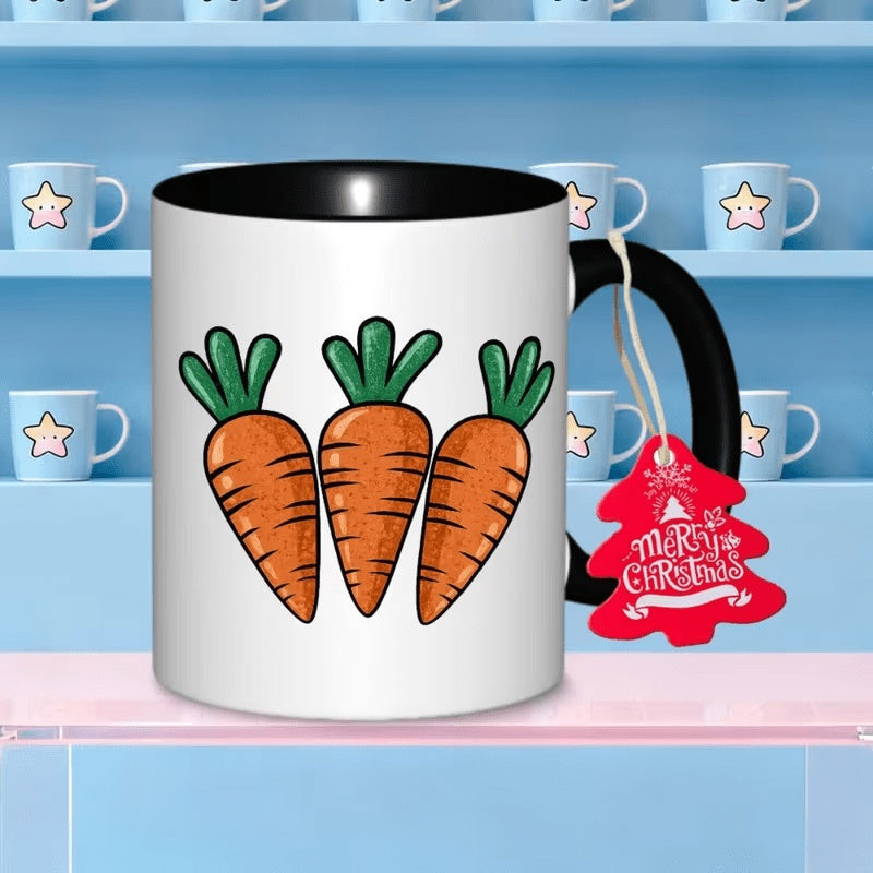 Tailorly Black Accent 11 oz Mug - easter carrots logo