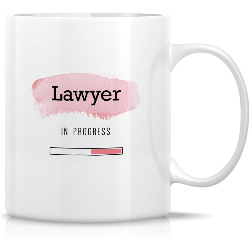 Tailorly White Ceramic 11 oz Mug - Lawyer In Progress Pink Watercolor Brushstroke With Progress Loading Bar Mug