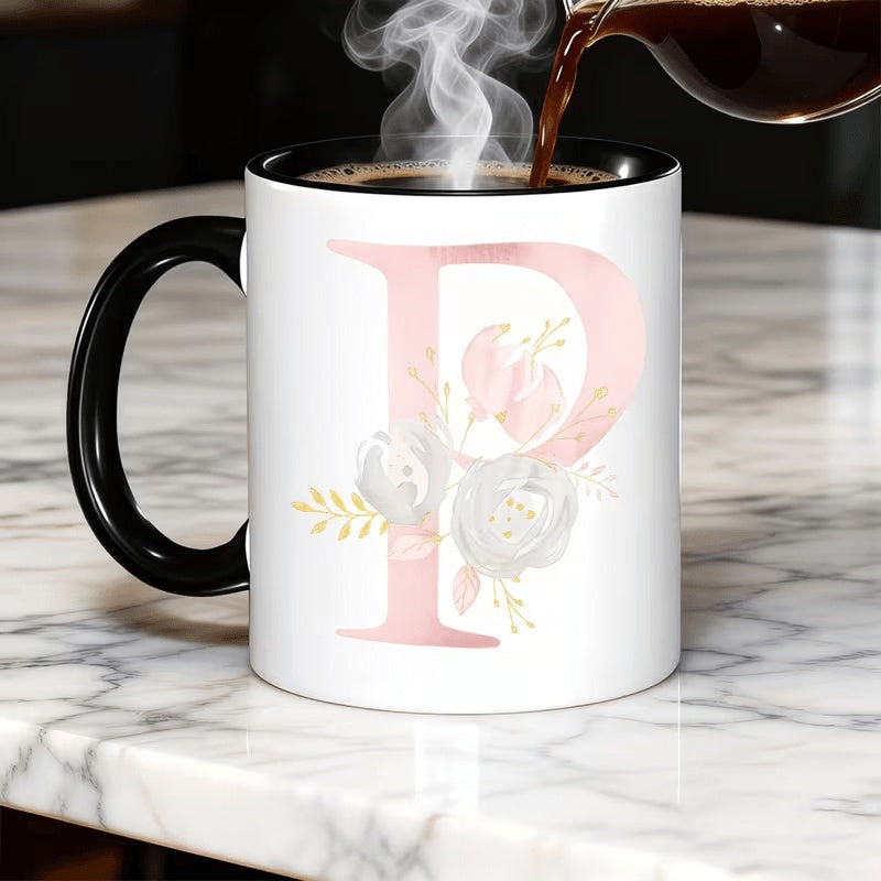 Tailorly Black Accent 11 oz Mug - elegant mug suitable for reusable coffee tea cup with durable round mug for travel gift for multiple
