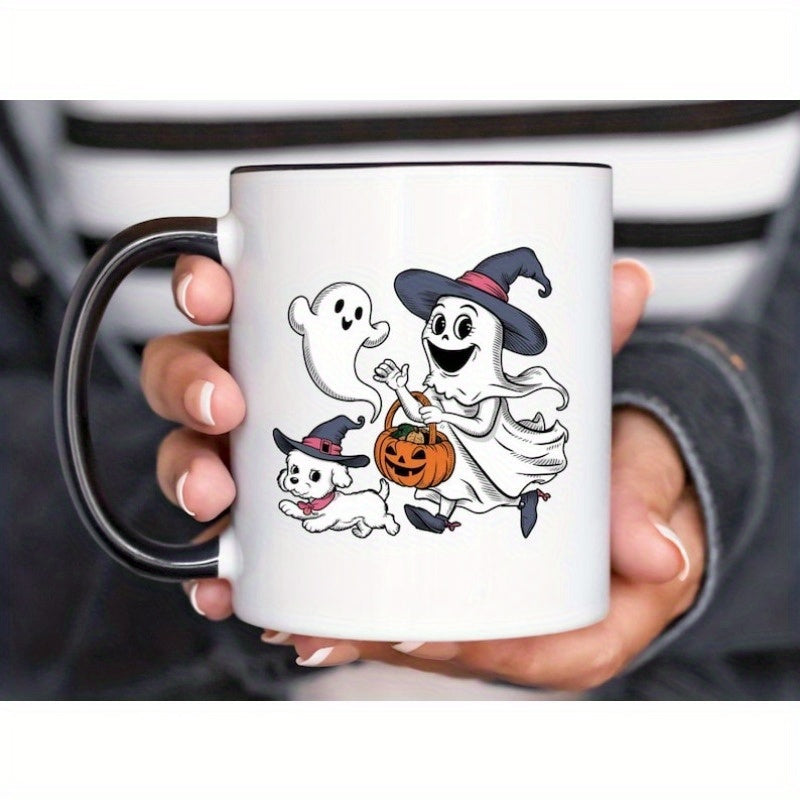 Tailorly Black Accent 11 oz Mug - spooky halloween witch mug dog wizard hat cup pumpkin basket coffee 11oz 15oz mugs_a44f15f8c6084b91b00031e23e5a3678