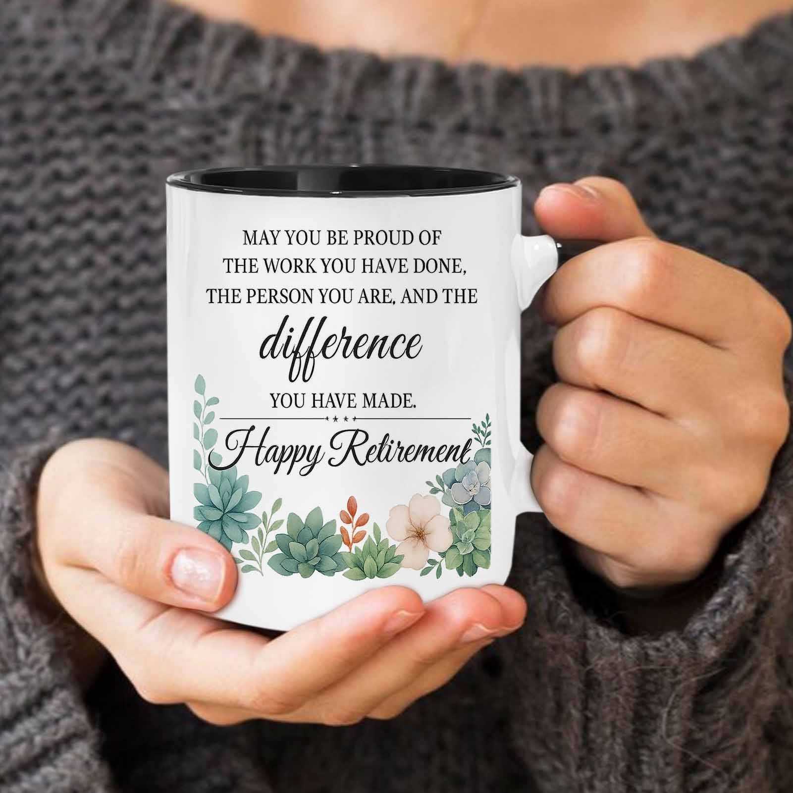 Tailorly Black Accent 11 oz Mug - watercolor floral succulents