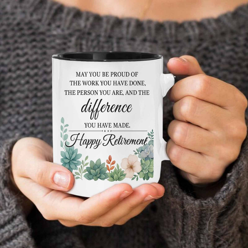 Tailorly Black Accent 11 oz Mug - watercolor floral succulents