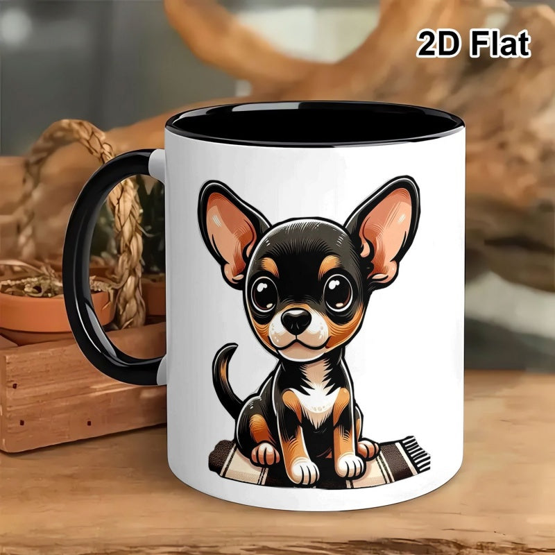 Tailorly Black Accent 11 oz Mug - cute chihuahua illustration